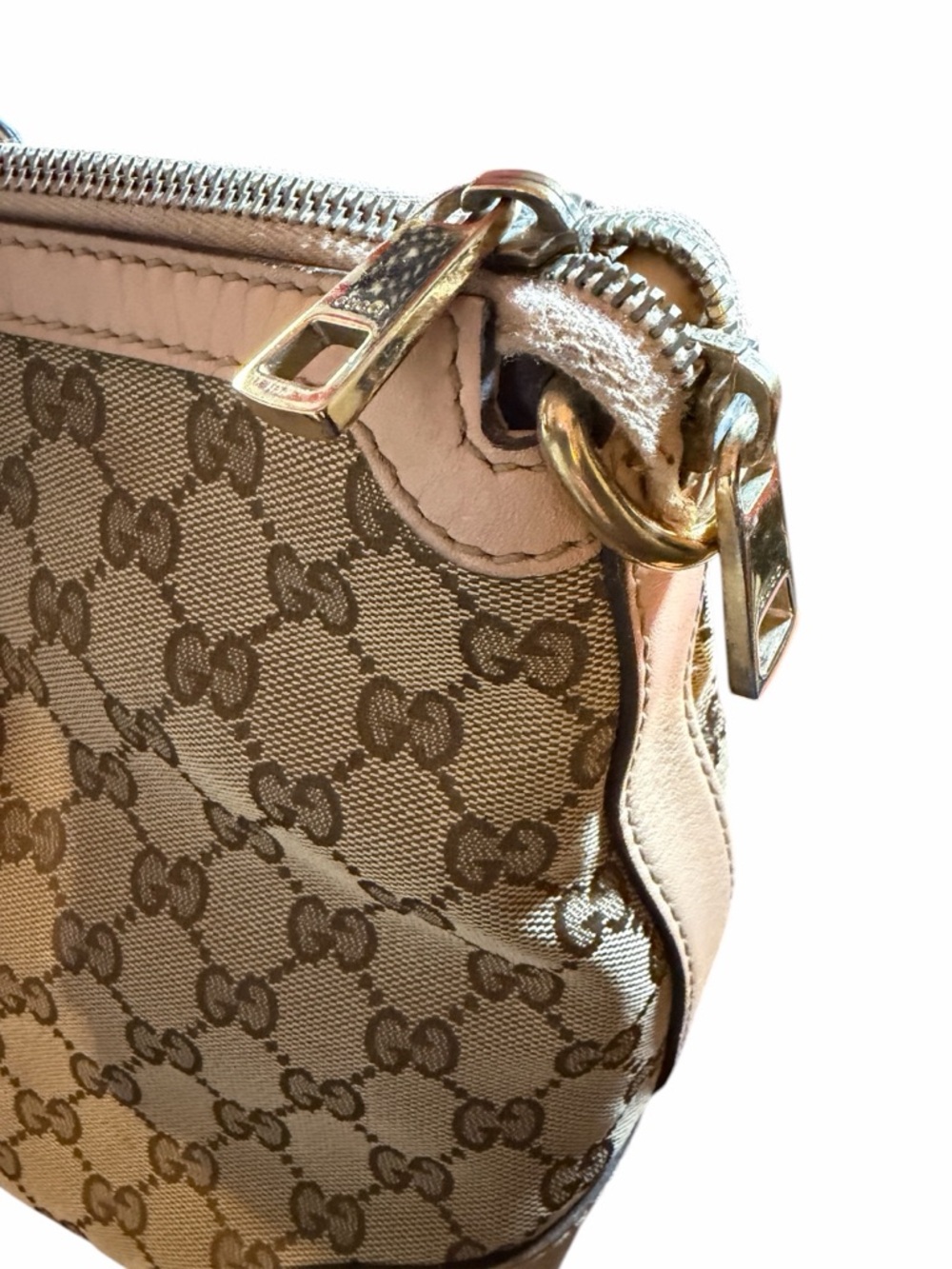 ✨ PRISTINE ✨ Gucci GG Monogram Canvas Web Stripe Tote Bag – Tan Leather - Picture 8 of 14